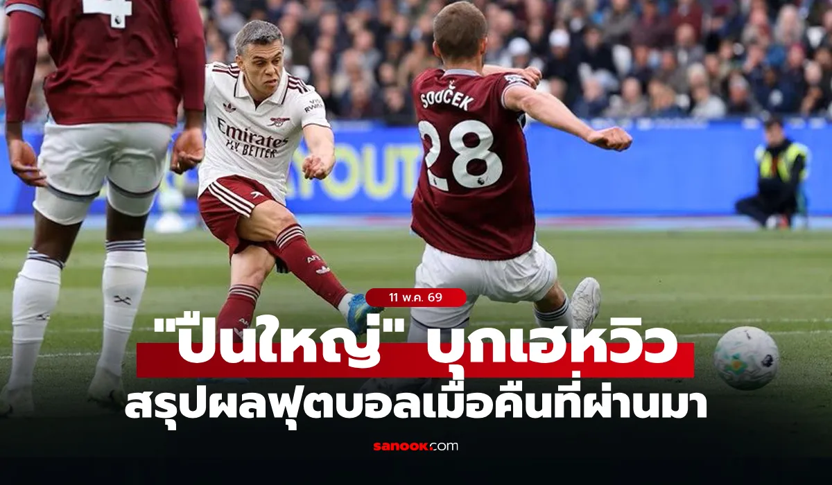 สรุปผลบอลเมื่อคืน 5 ลีกใหญ่ยุโรป ประจำวันที่ 11 พฤษภาคม 2569 “อาร์เซนอล” บุกเฉือน – บาร์ซ่าดับมาดริด